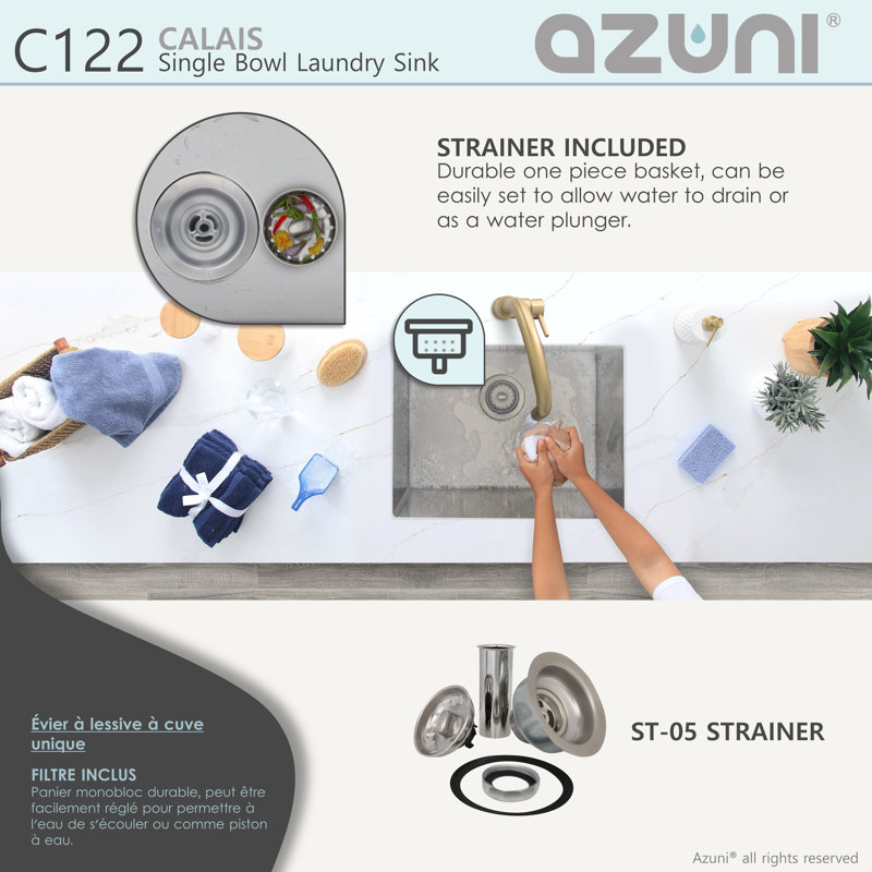 AZUNI Undermount 22" Stainless Steel Single Bowl Laundry Sink & Reviews